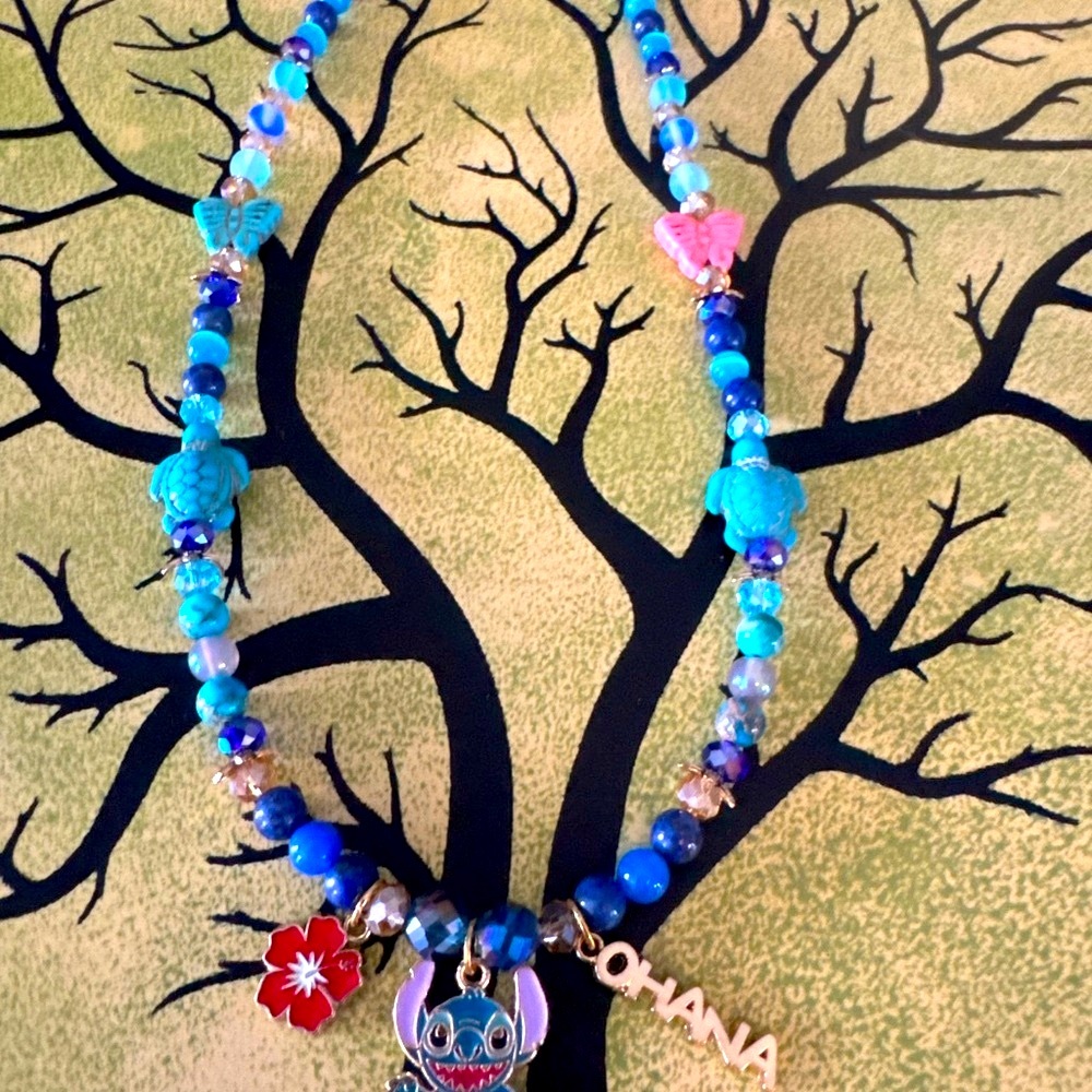 Lilo and Stitch Inspired Crystal Handmade Necklace